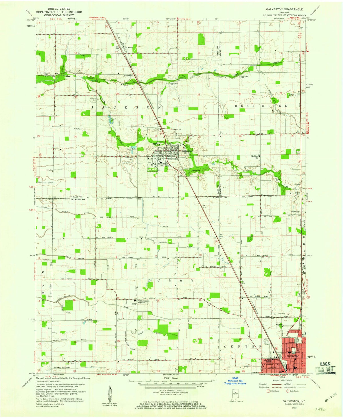 1959 Galveston, in - Indiana - USGS Topographic Map