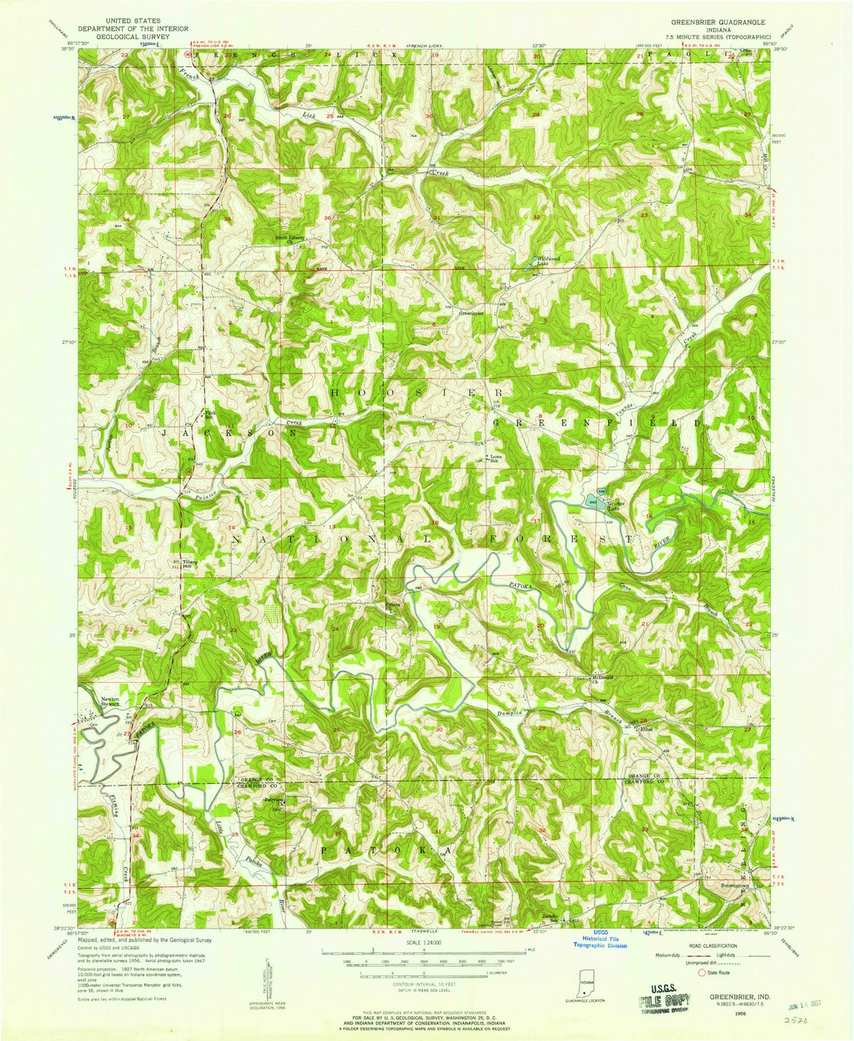 1956 Greenbrier, in - Indiana - USGS Topographic Map