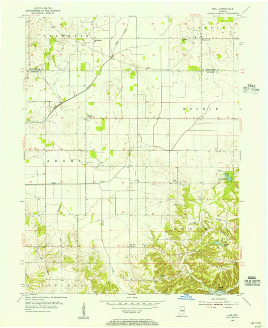 1955 Hall, in - Indiana - USGS Topographic Map