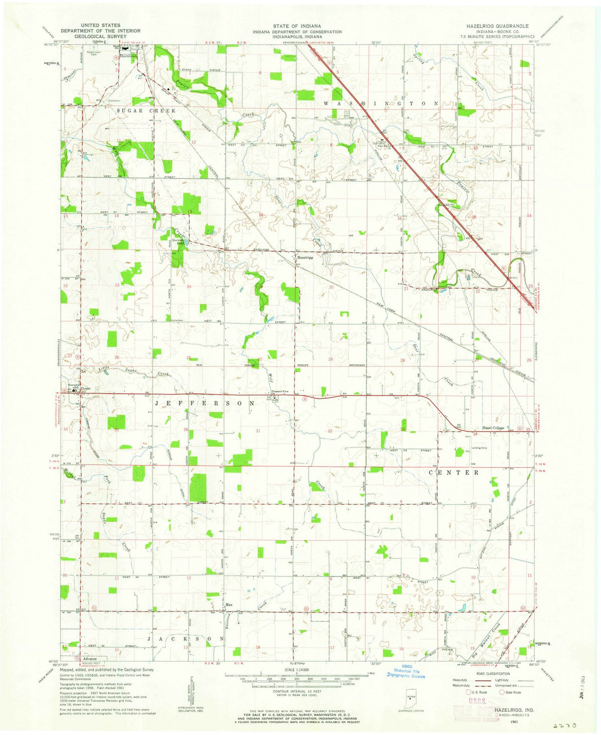 1961 Hazelrigg, in - Indiana - USGS Topographic Map