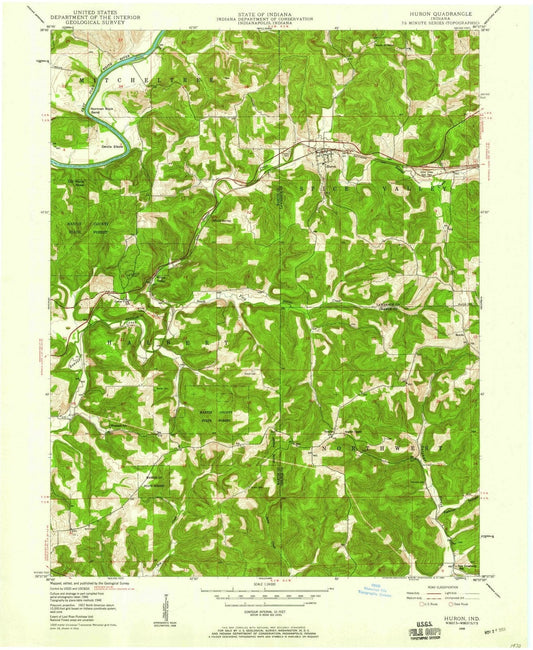 1948 Huron, in - Indiana - USGS Topographic Map