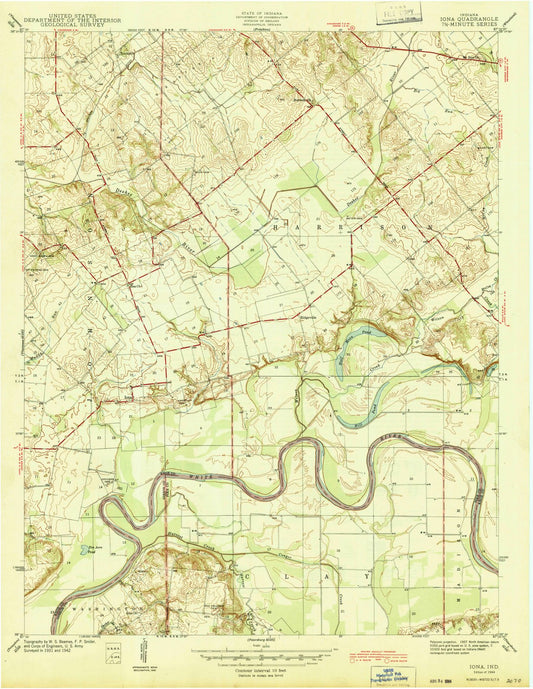 1944 Iona, in - Indiana - USGS Topographic Map