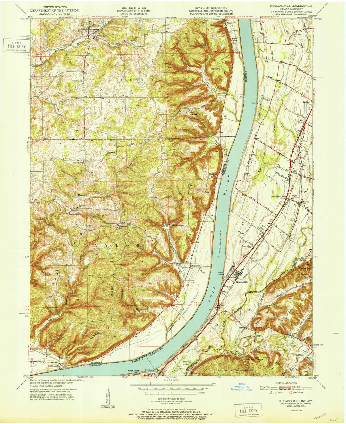 1951 Kosmosdale, KY - Kentucky - USGS Topographic Map