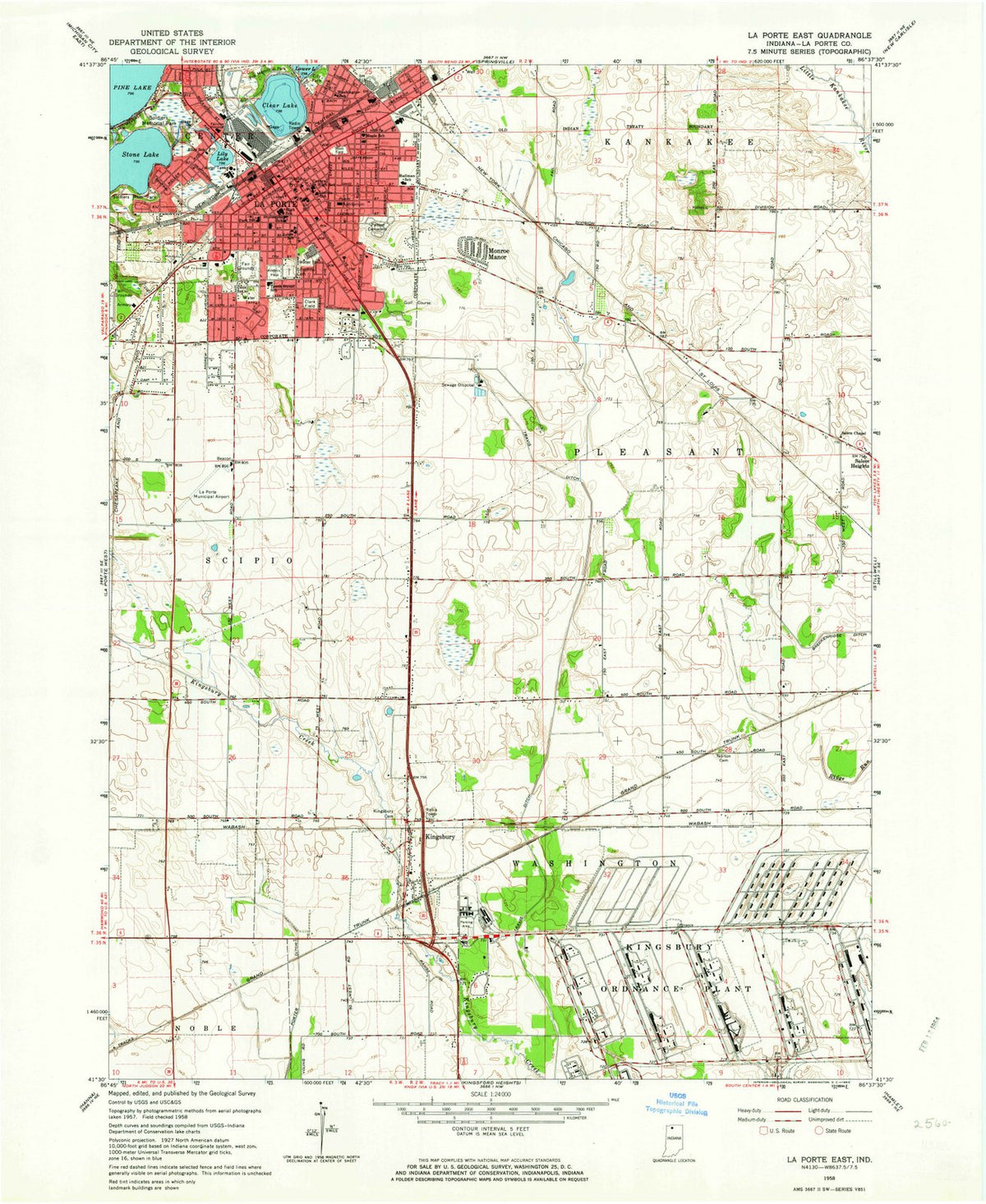 1958 La Porte East, in - Indiana - USGS Topographic Map