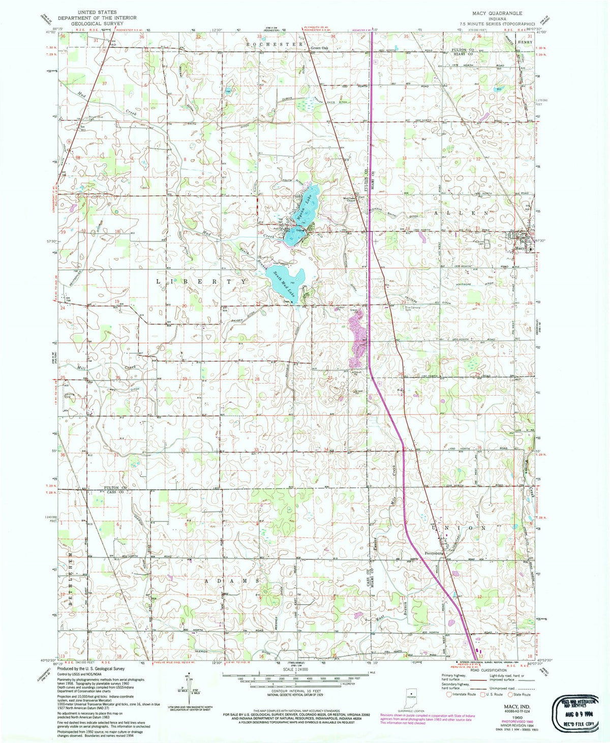 1960 Macy, in - Indiana - USGS Topographic Map