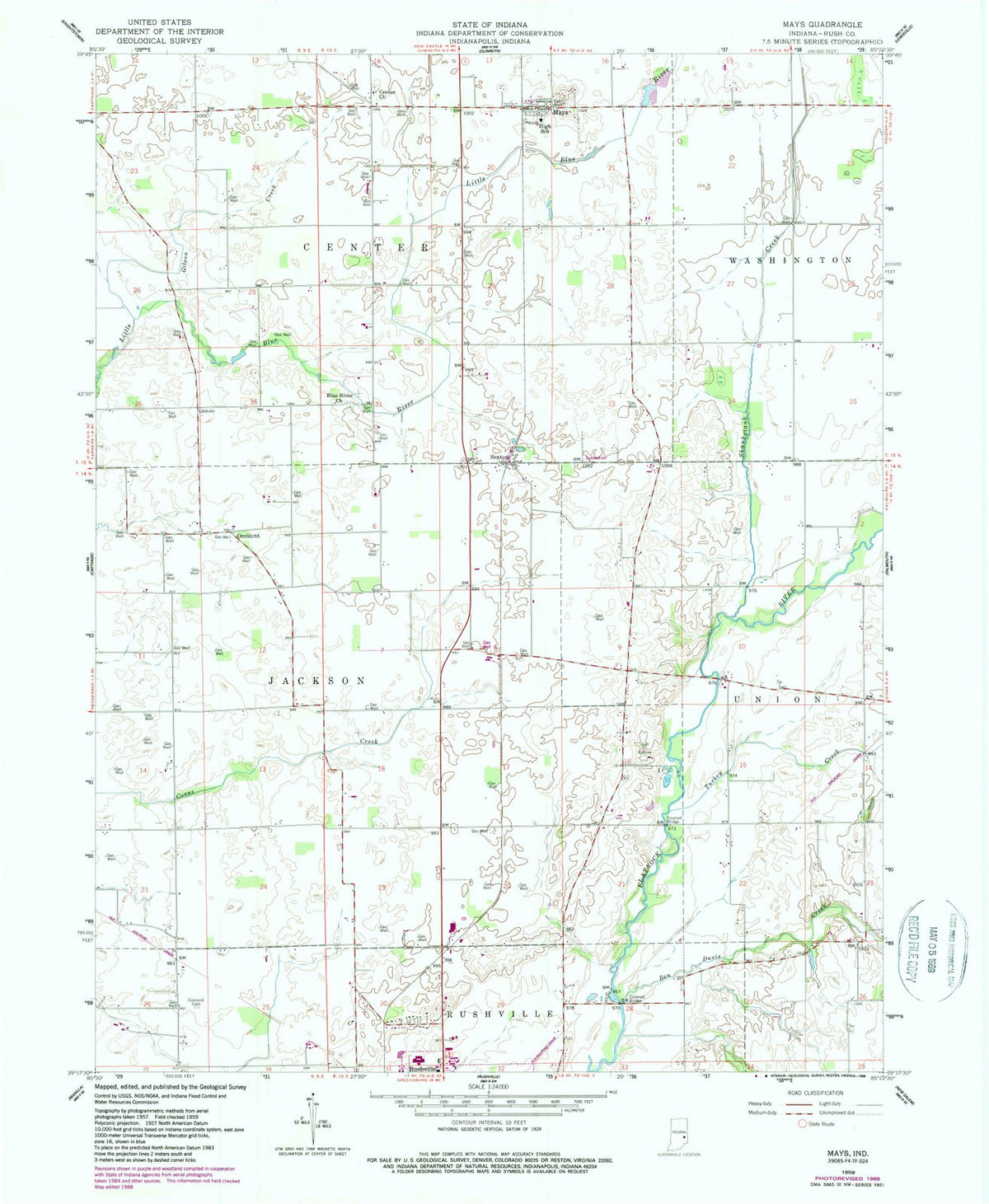 1959 Mays, in - Indiana - USGS Topographic Map
