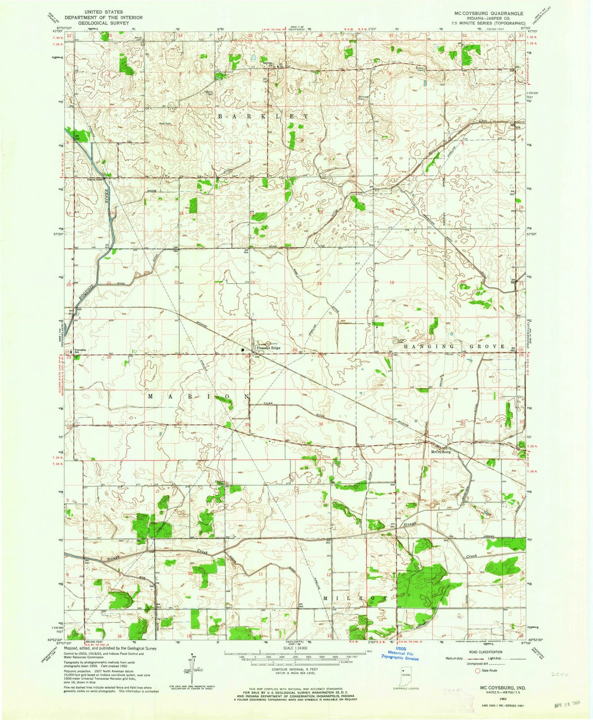 1962 Mc Coysburg, in - Indiana - USGS Topographic Map