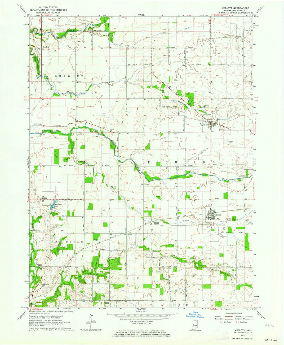 1962 Mellott, in - Indiana - USGS Topographic Map