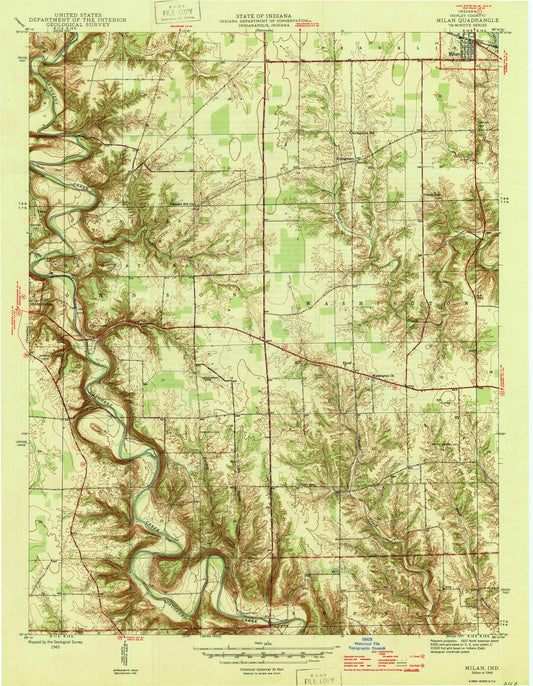 1946 Milan, in - Indiana - USGS Topographic Map