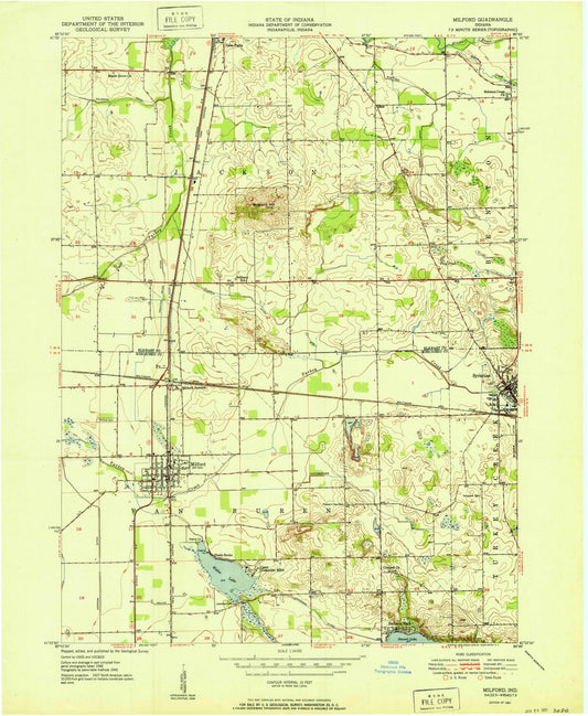 1951 Milford, in - Indiana - USGS Topographic Map