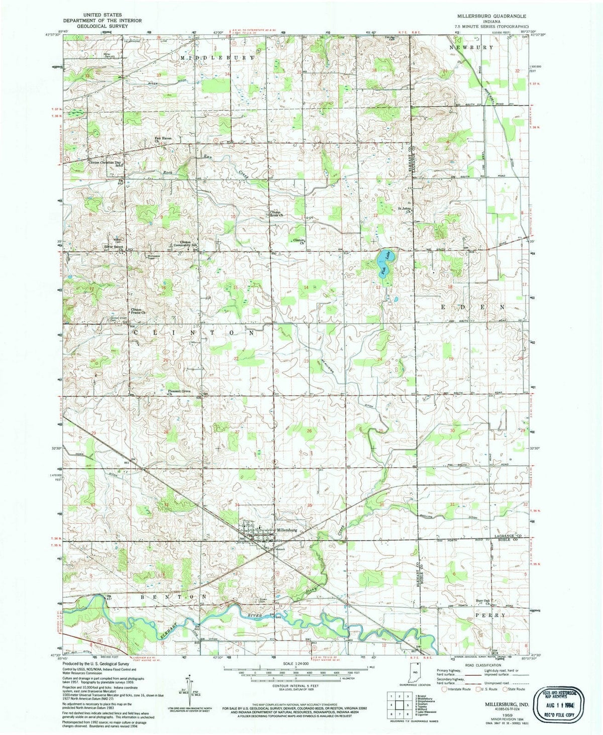 1959 Millersburg, in - Indiana - USGS Topographic Map
