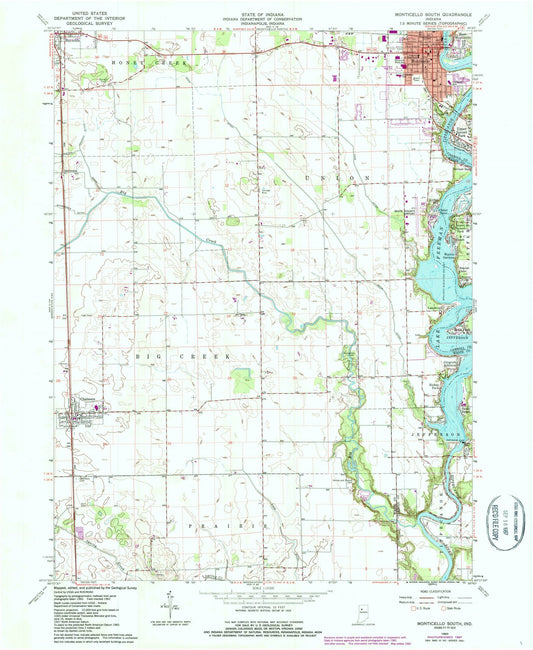 1962 Monticello South, in - Indiana - USGS Topographic Map