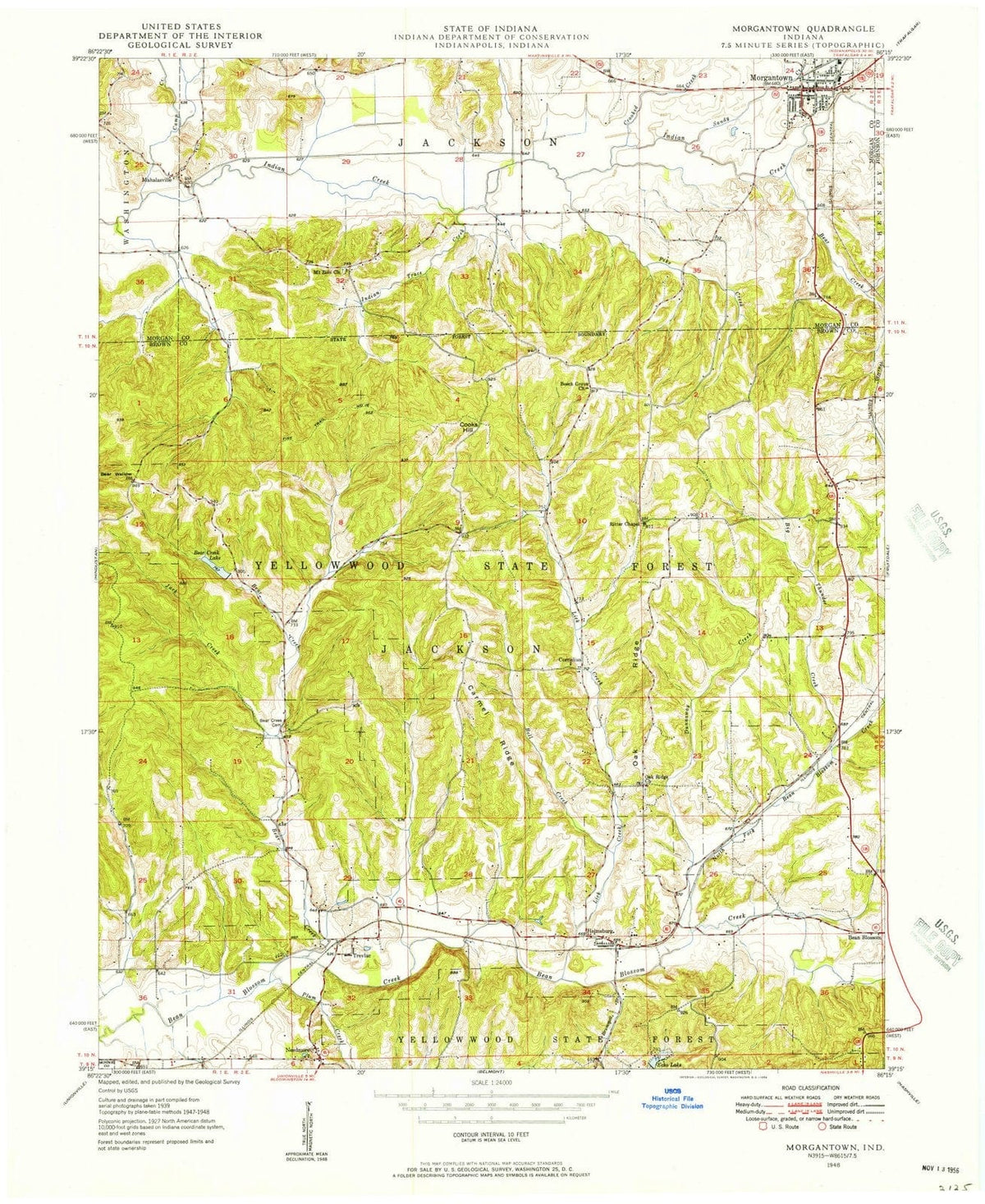 1948 Morgantown, in - Indiana - USGS Topographic Map