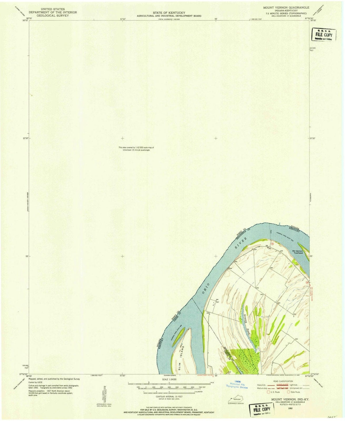 1952 Mount Vernon, in - Indiana - USGS Topographic Map