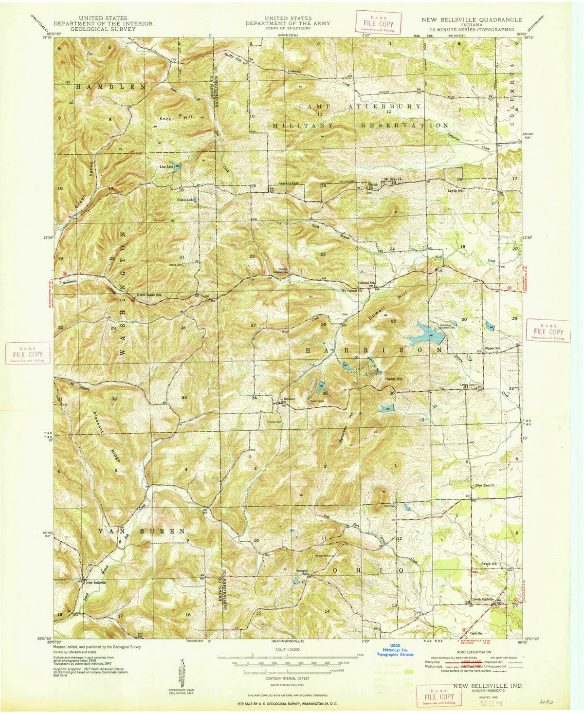 1948 New Bellsville, in - Indiana - USGS Topographic Map