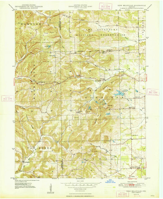 1948 New Bellsville, in - Indiana - USGS Topographic Map