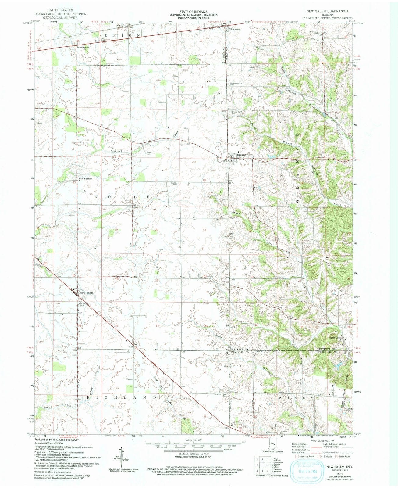 1959 New Salem, in - Indiana - USGS Topographic Map