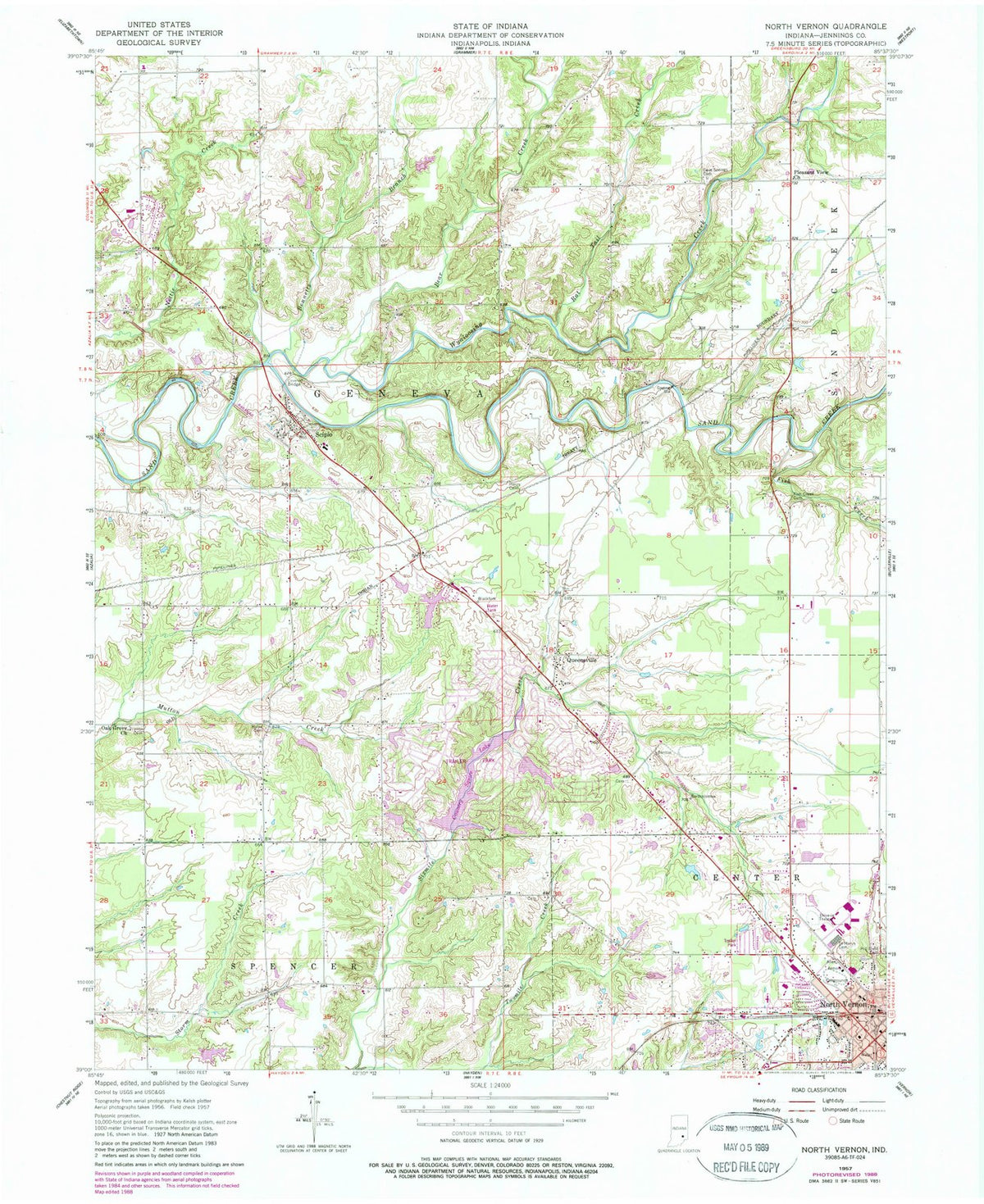 1957 North Vernon, in - Indiana - USGS Topographic Map