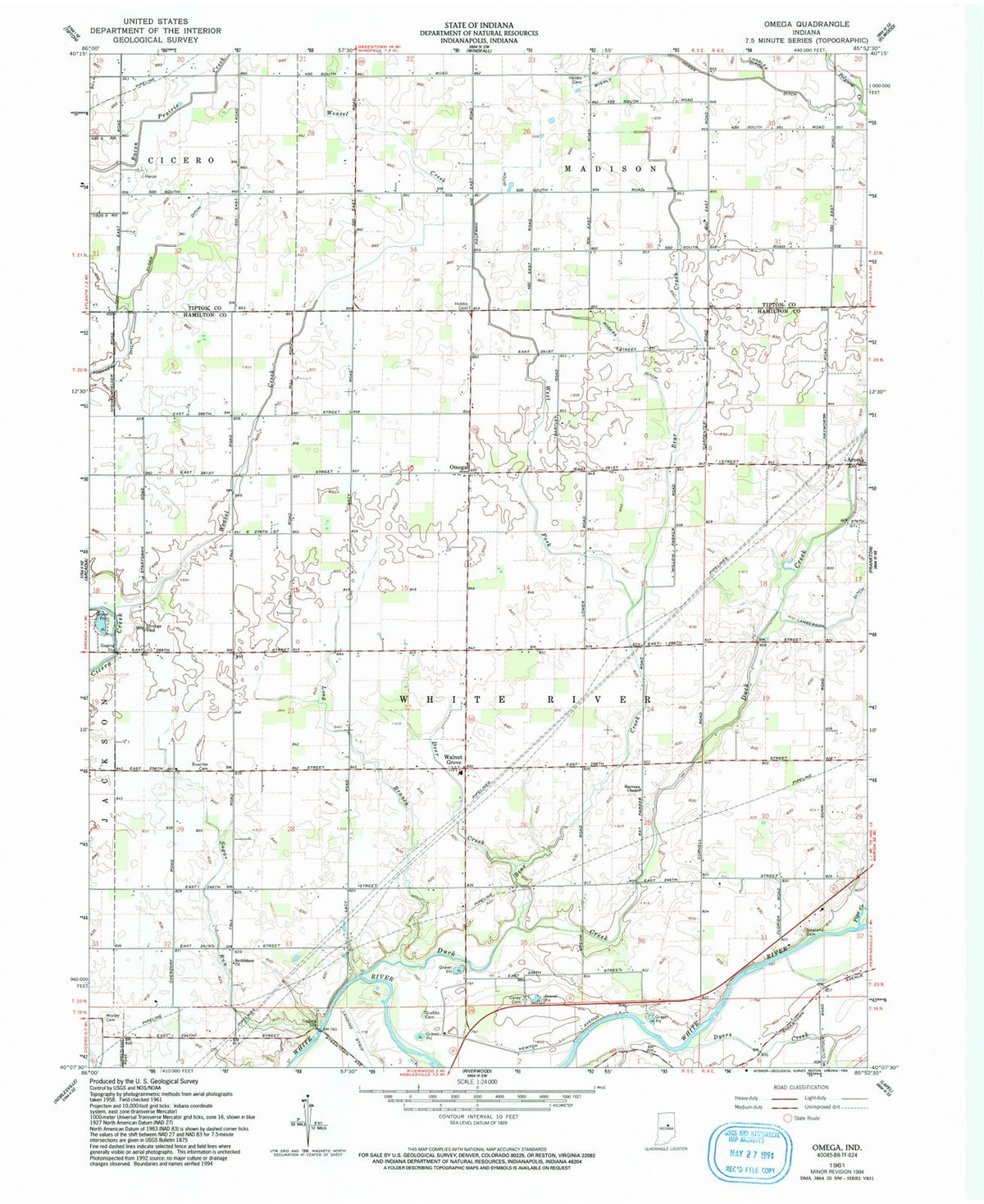 1961 Omega, in - Indiana - USGS Topographic Map