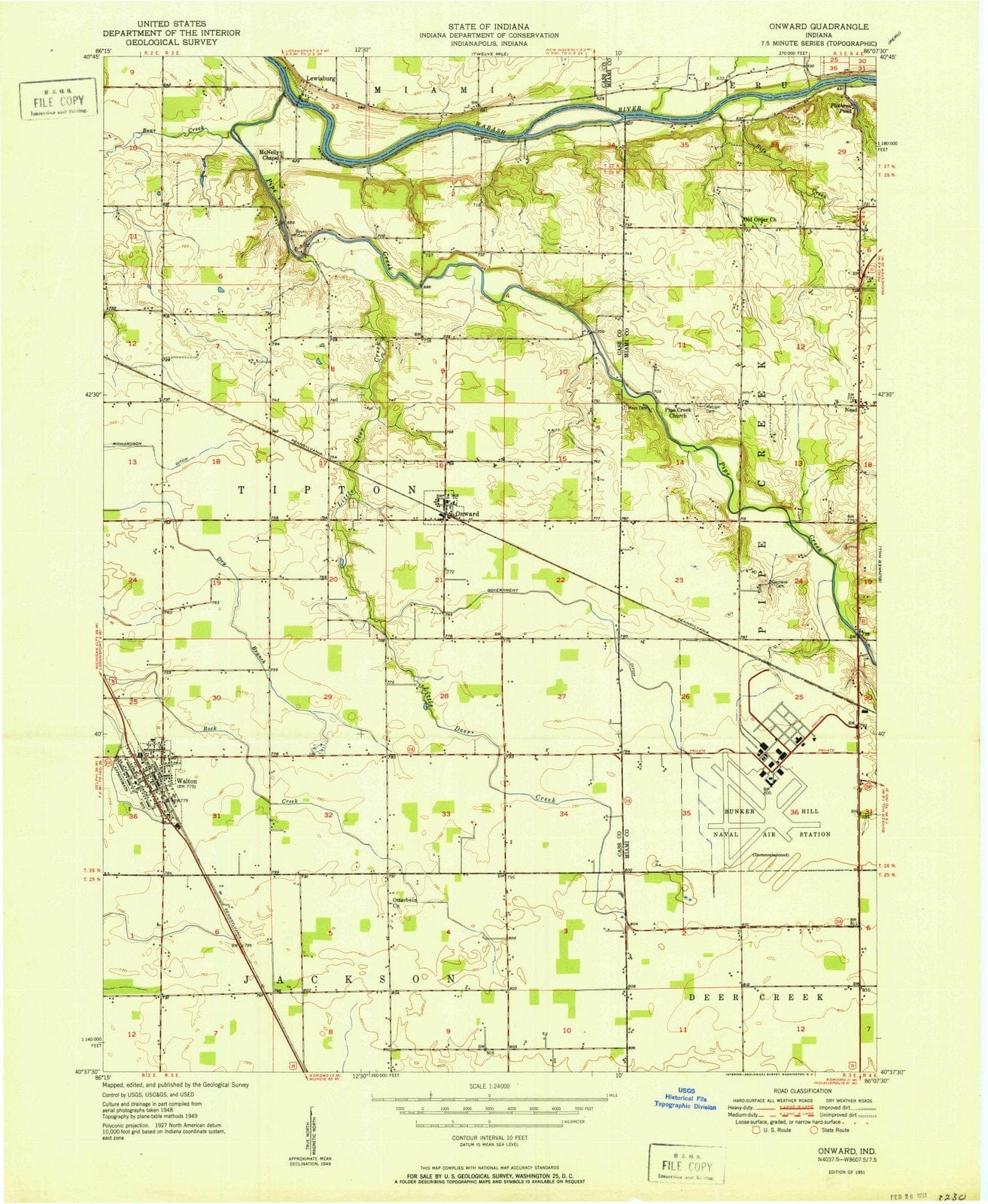 1951 Onward, in - Indiana - USGS Topographic Map