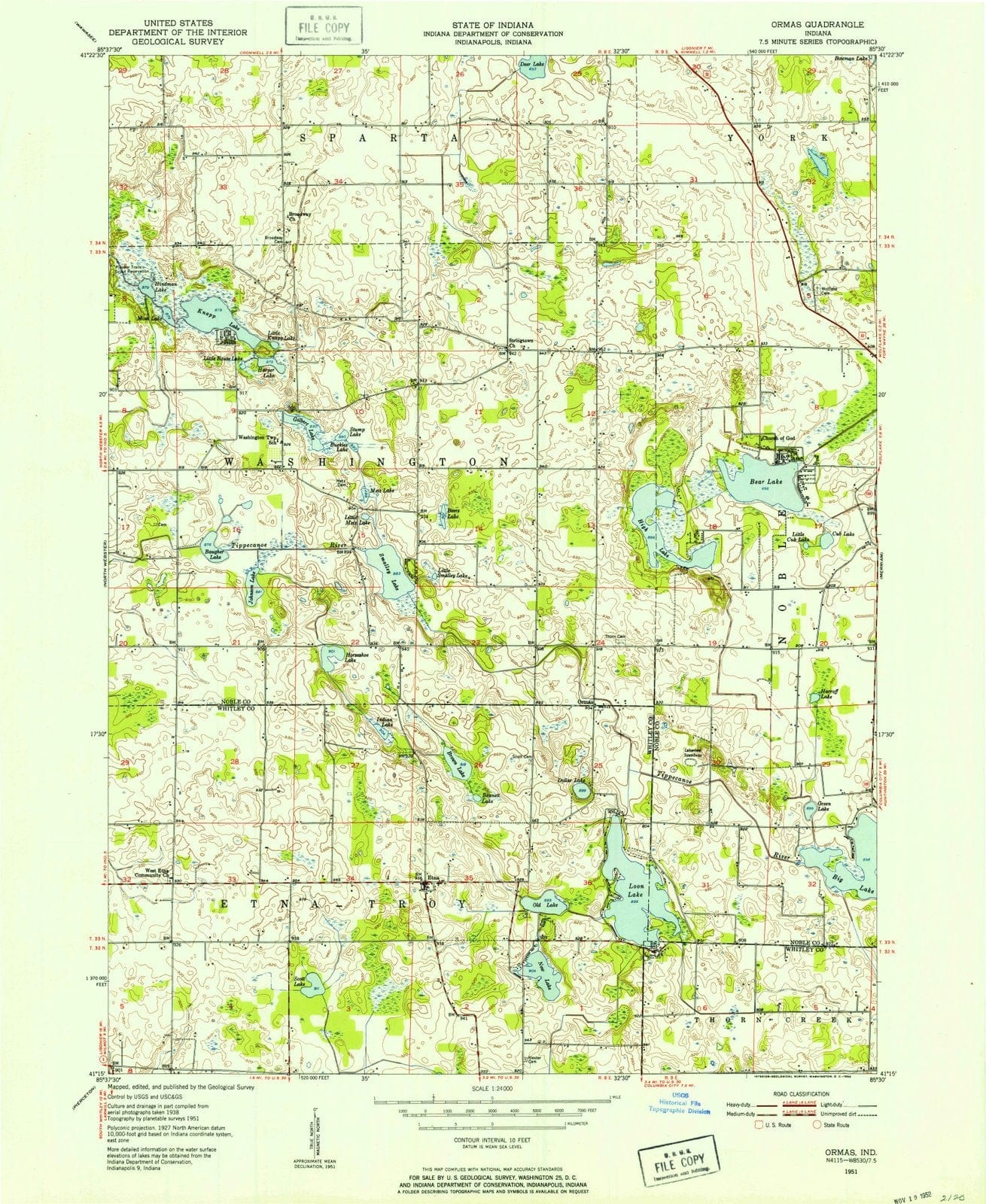 1951 Ormas, in - Indiana - USGS Topographic Map