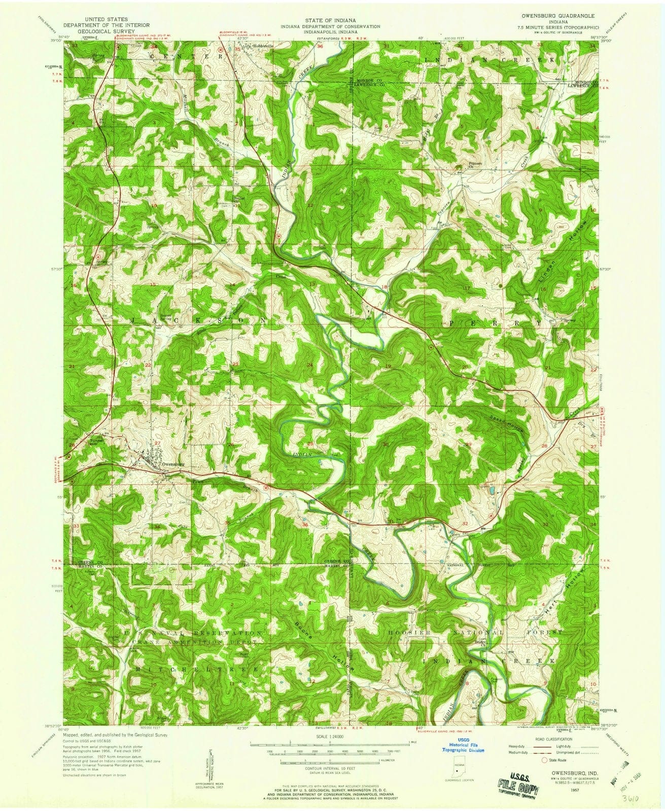 1957 Owensburg, in - Indiana - USGS Topographic Map