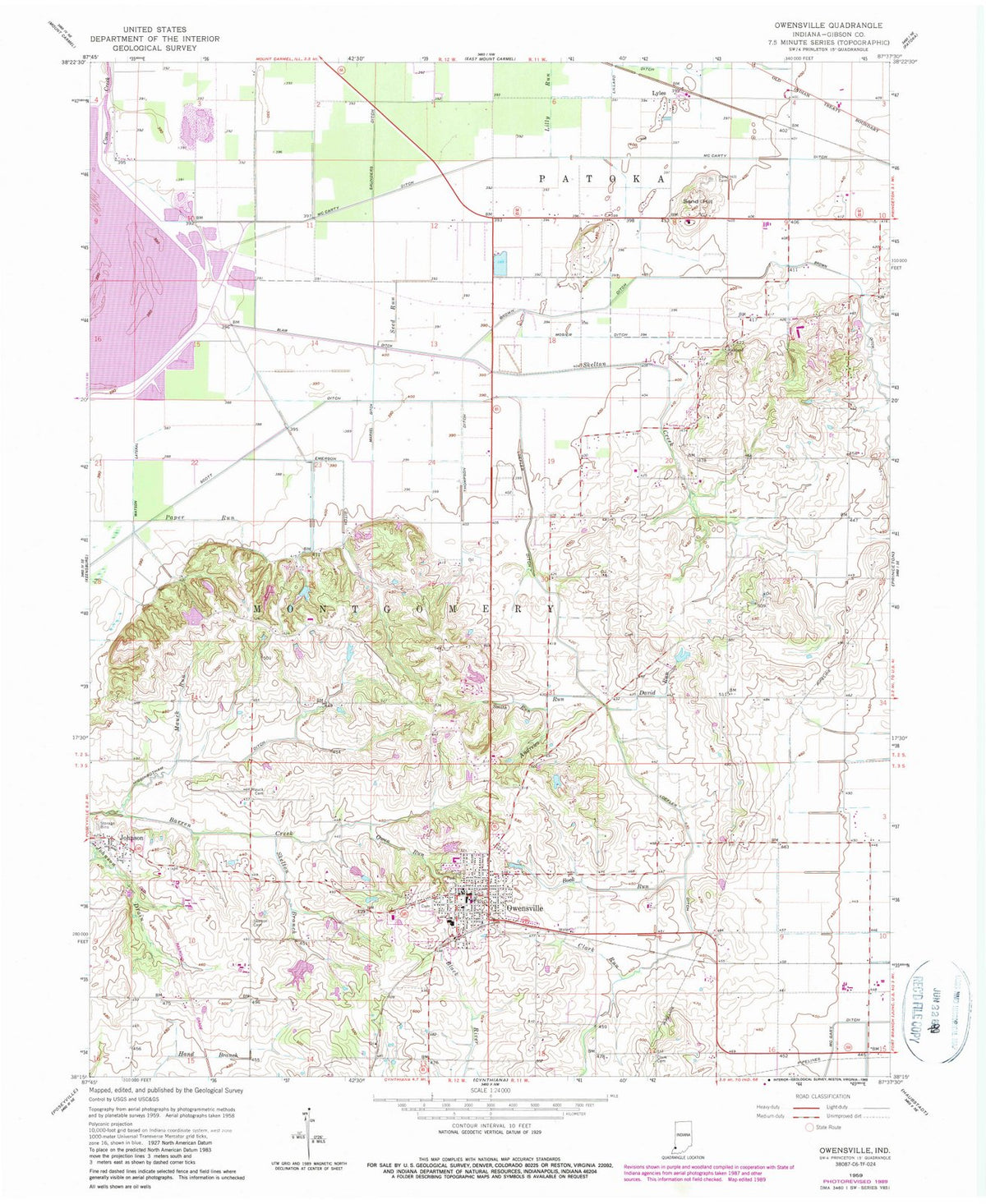 1959 Owensville, in - Indiana - USGS Topographic Map