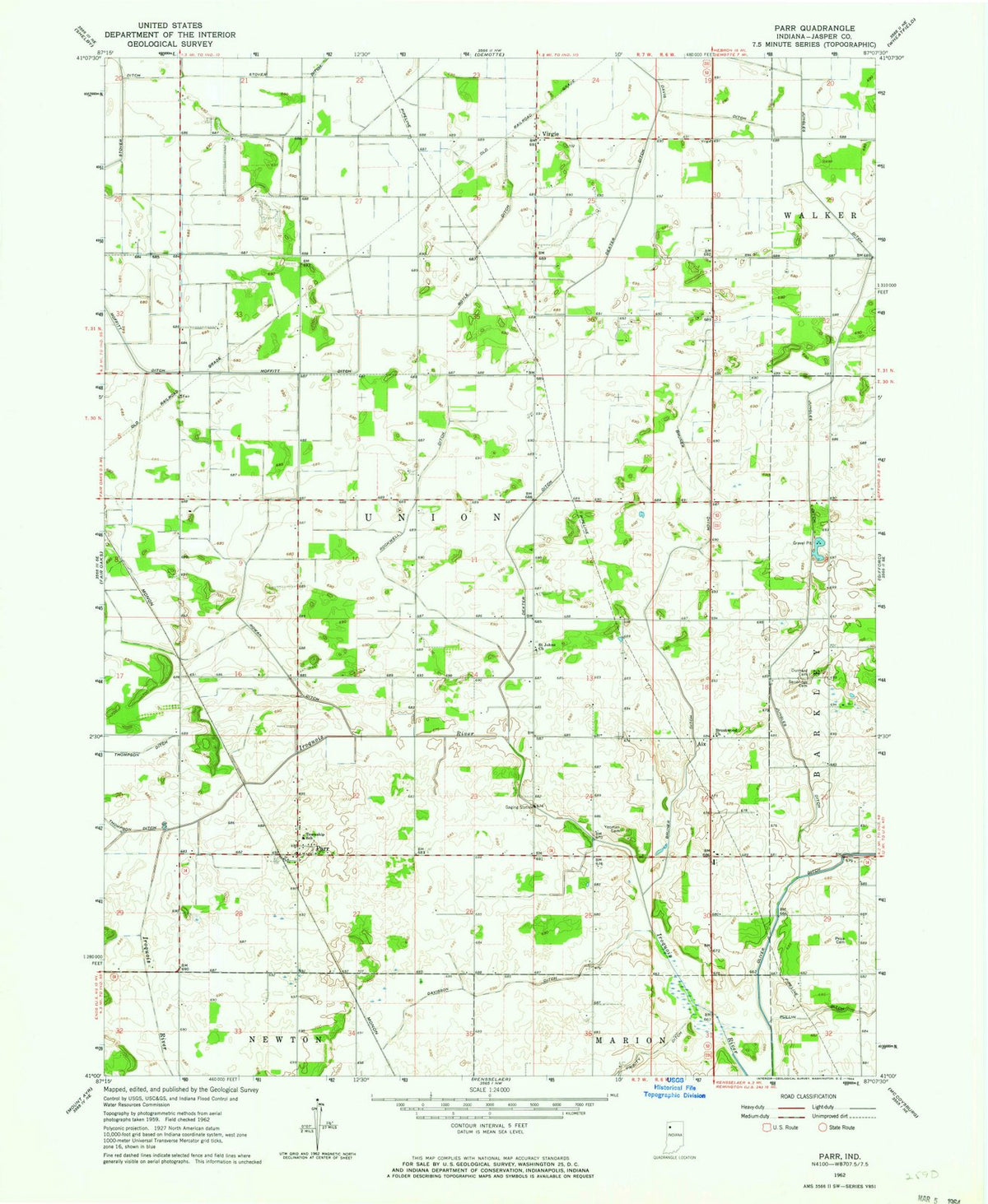 1962 Parr, in - Indiana - USGS Topographic Map