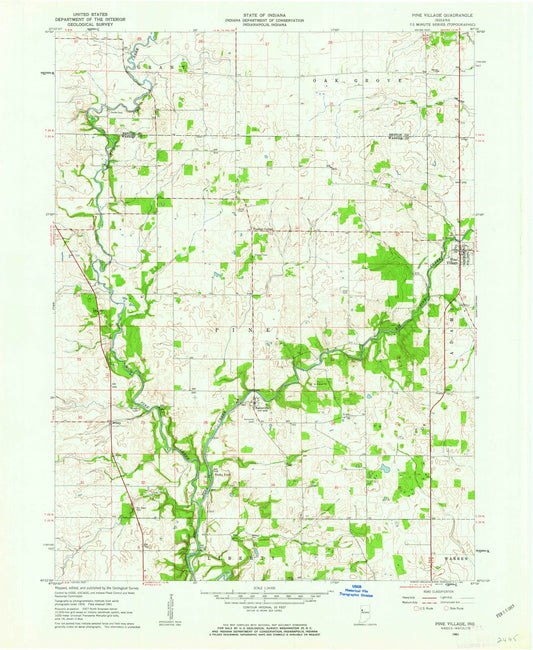 1961 Pine Village, in - Indiana - USGS Topographic Map