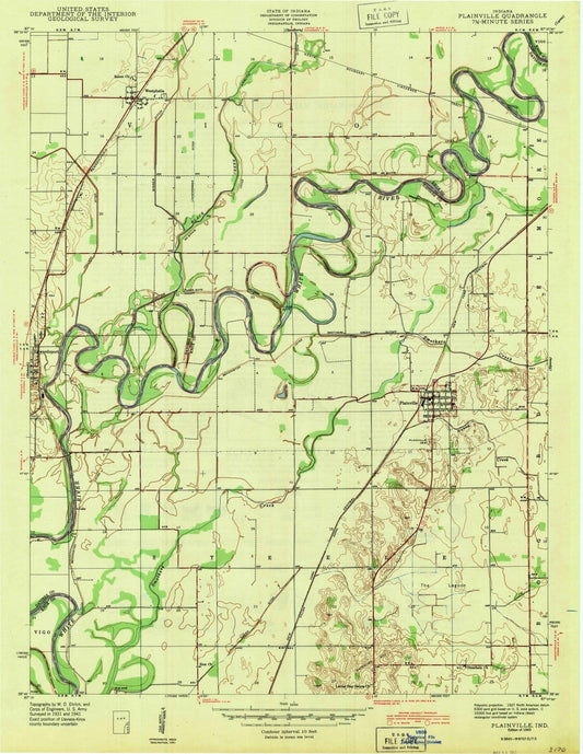 1943 Plainville, in - Indiana - USGS Topographic Map