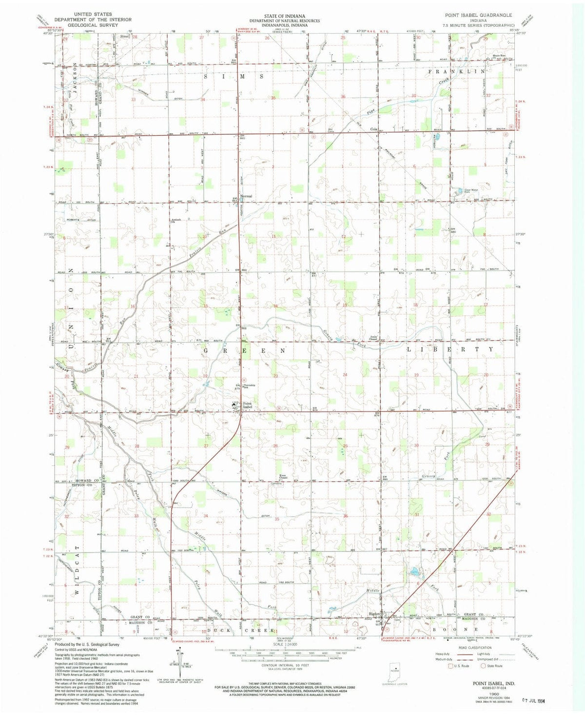 1960 Point Isabel, in - Indiana - USGS Topographic Map