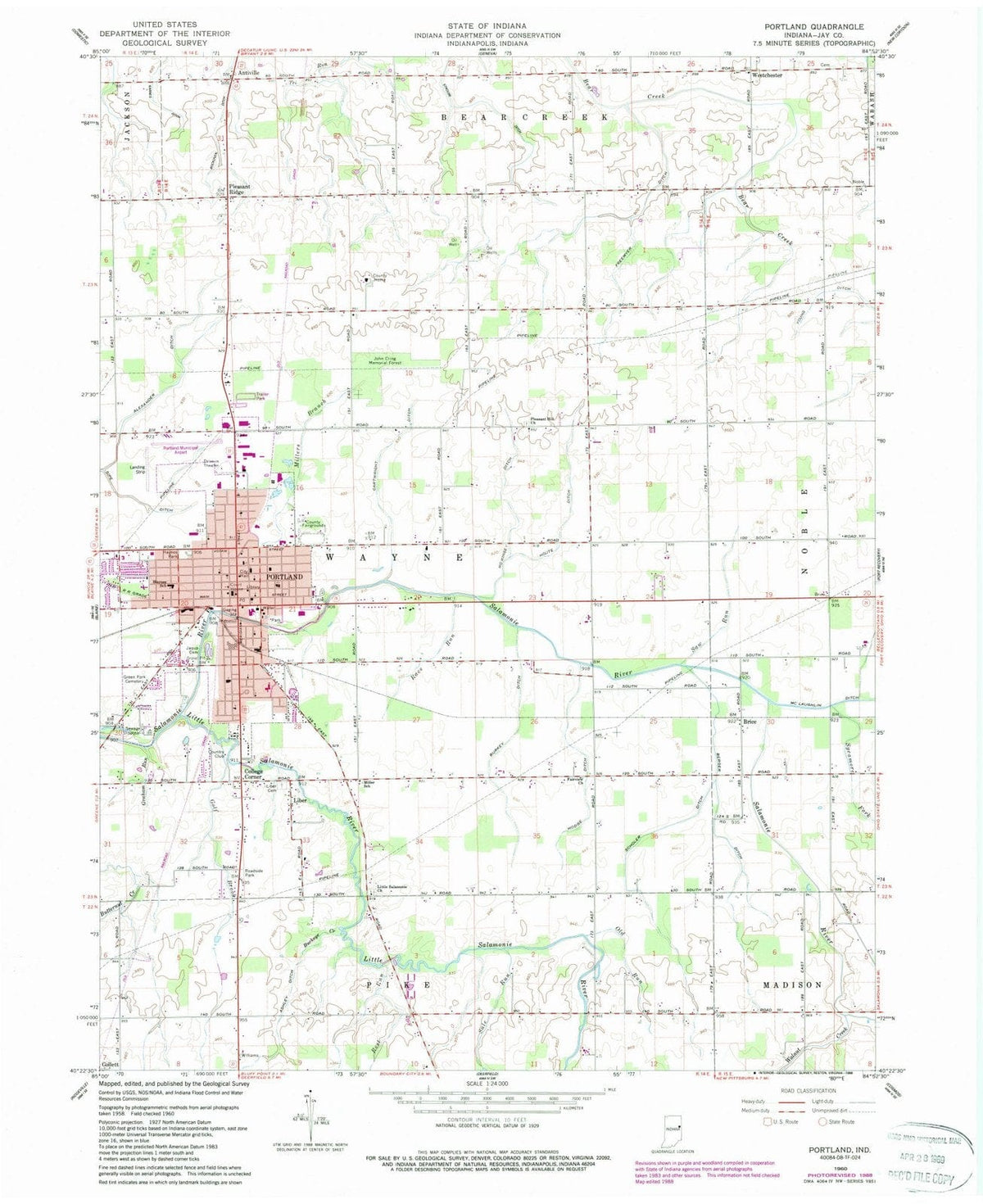 1960 Portland, in - Indiana - USGS Topographic Map