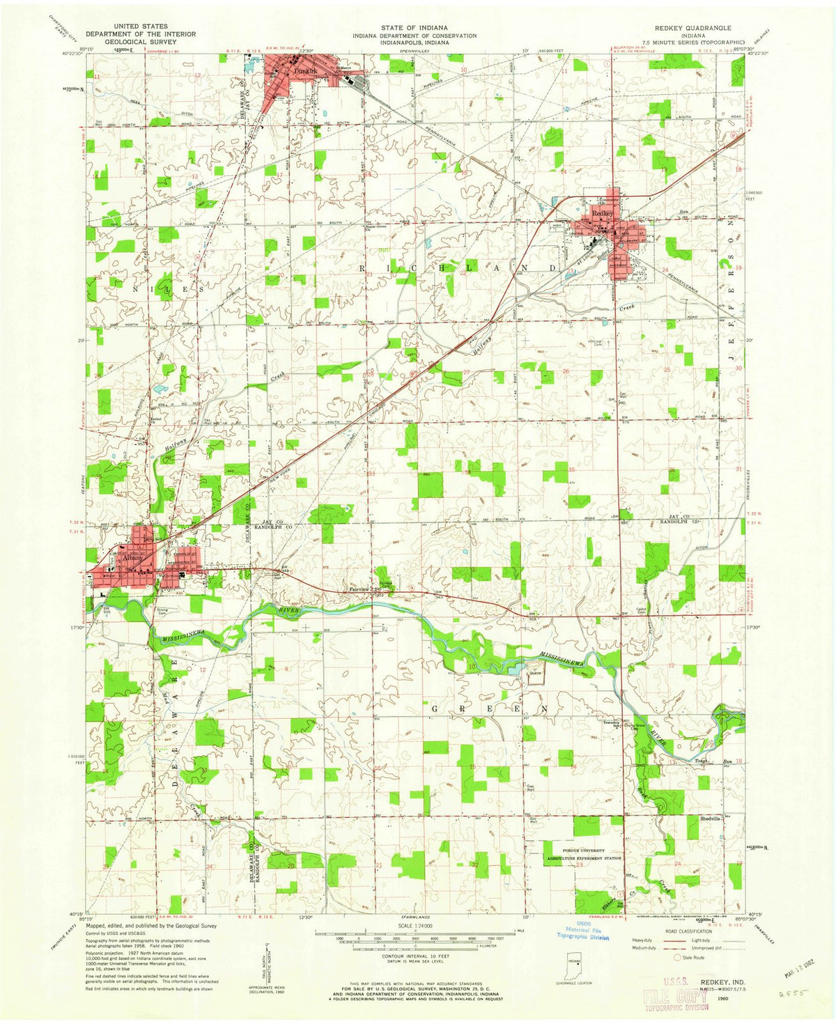 1960 Redkey, in - Indiana - USGS Topographic Map