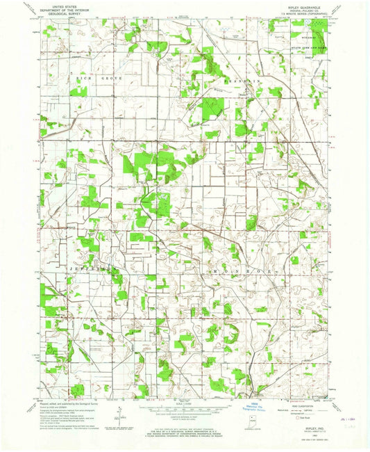 1962 Ripley, in - Indiana - USGS Topographic Map