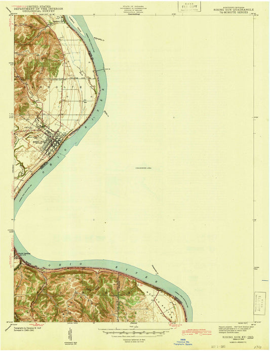 1943 Rising Sun, in - Indiana - USGS Topographic Map