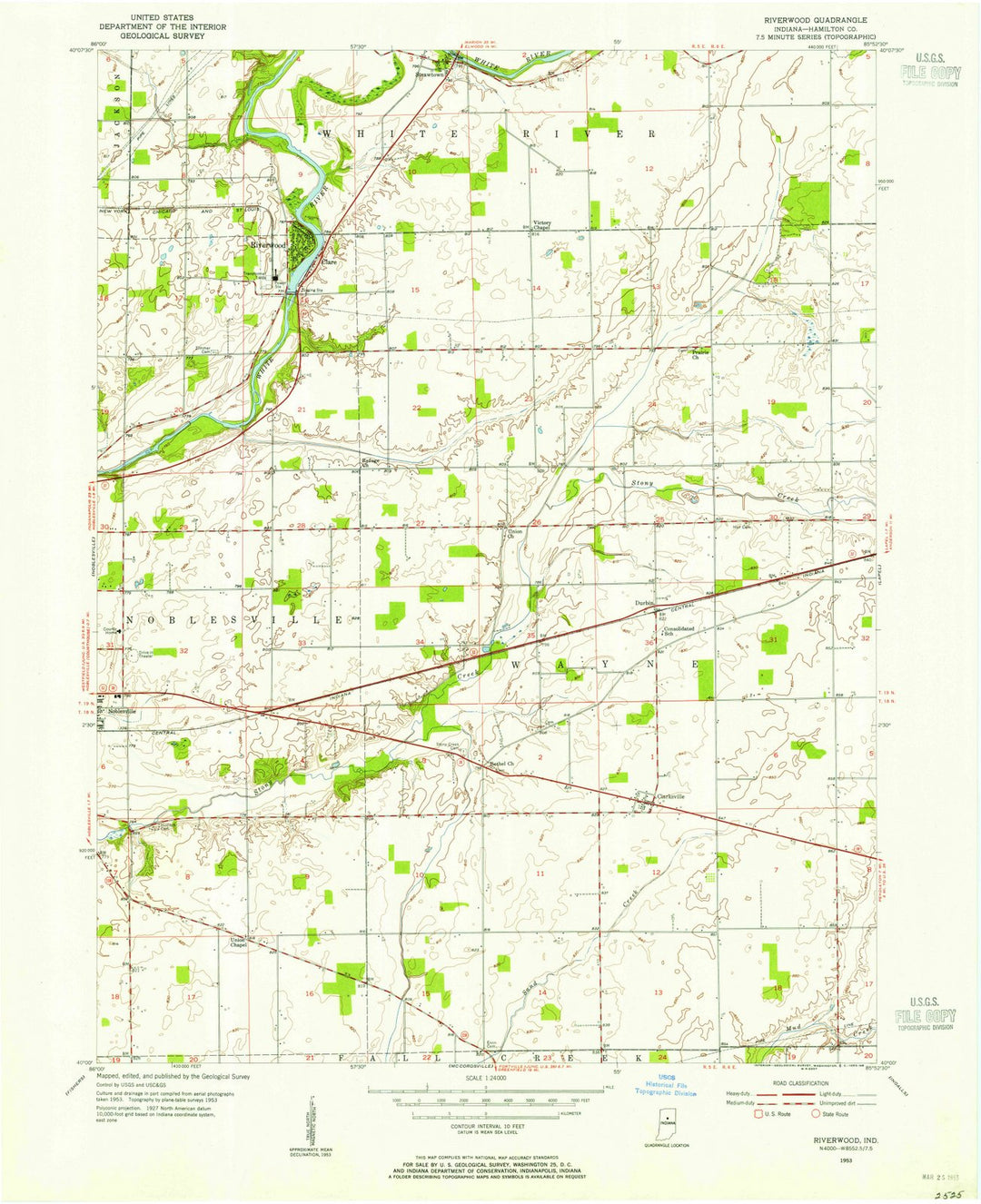 1953 Riverwood, in - Indiana - USGS Topographic Map