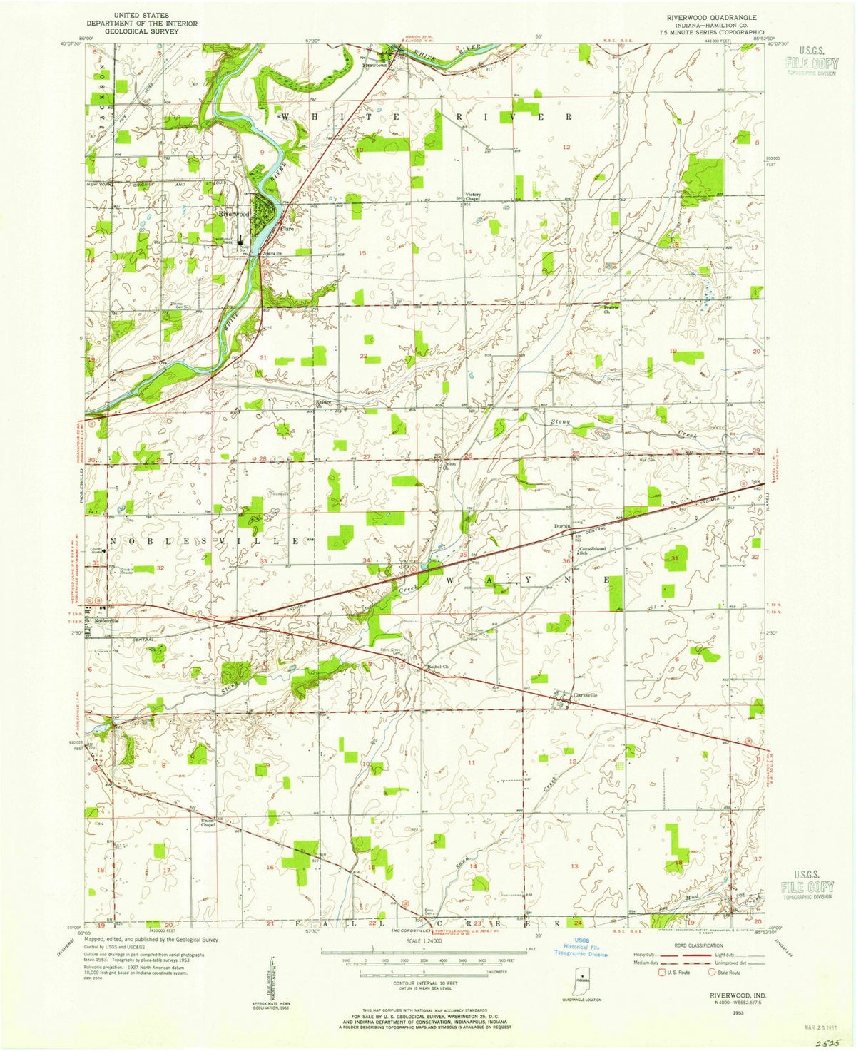 1953 Riverwood, in - Indiana - USGS Topographic Map
