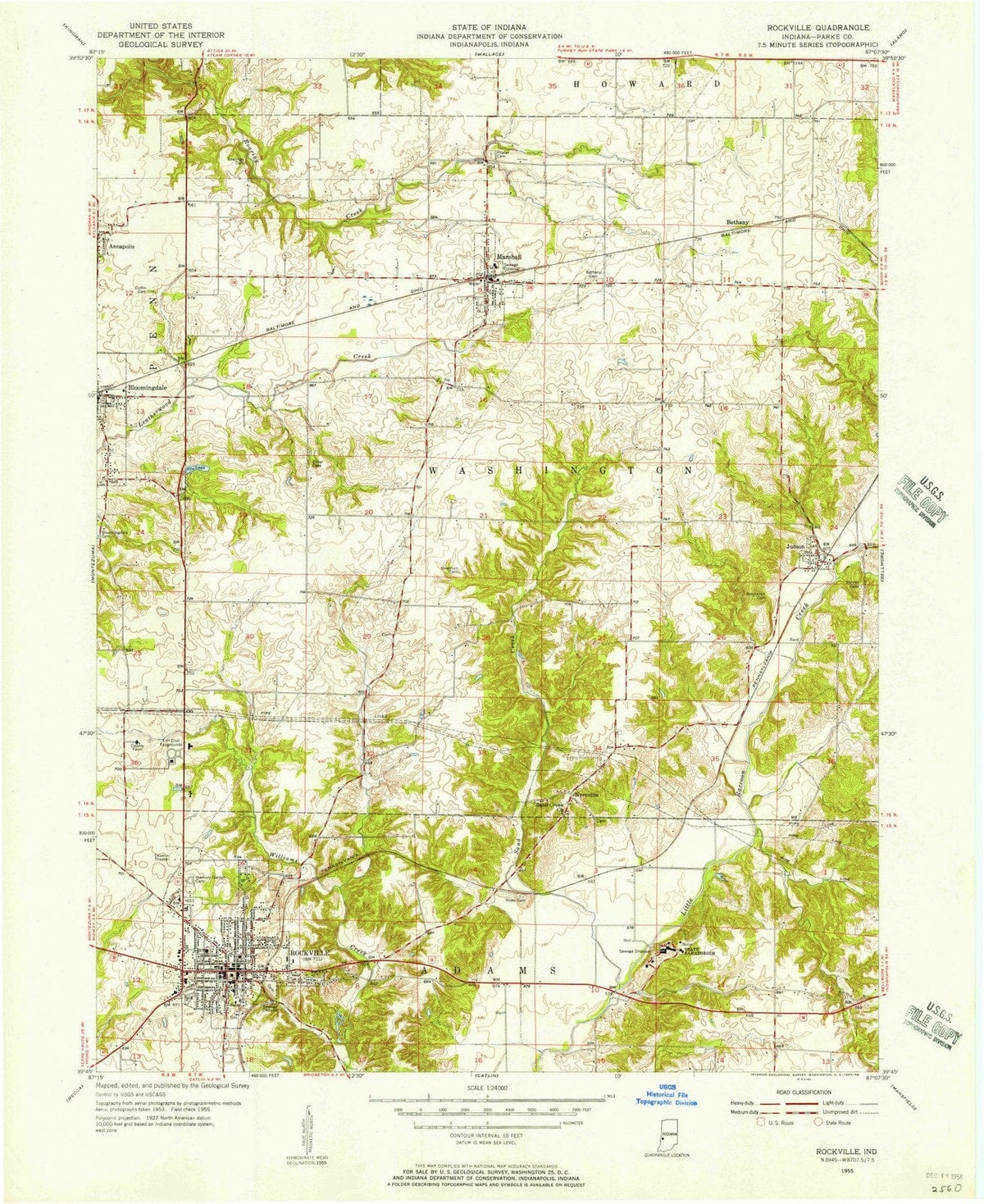 1955 Rockville, in - Indiana - USGS Topographic Map