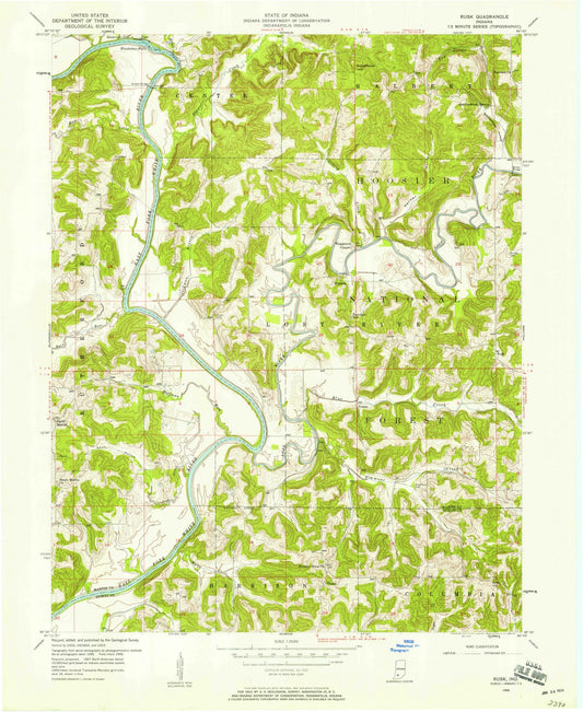 1956 Rusk, in - Indiana - USGS Topographic Map