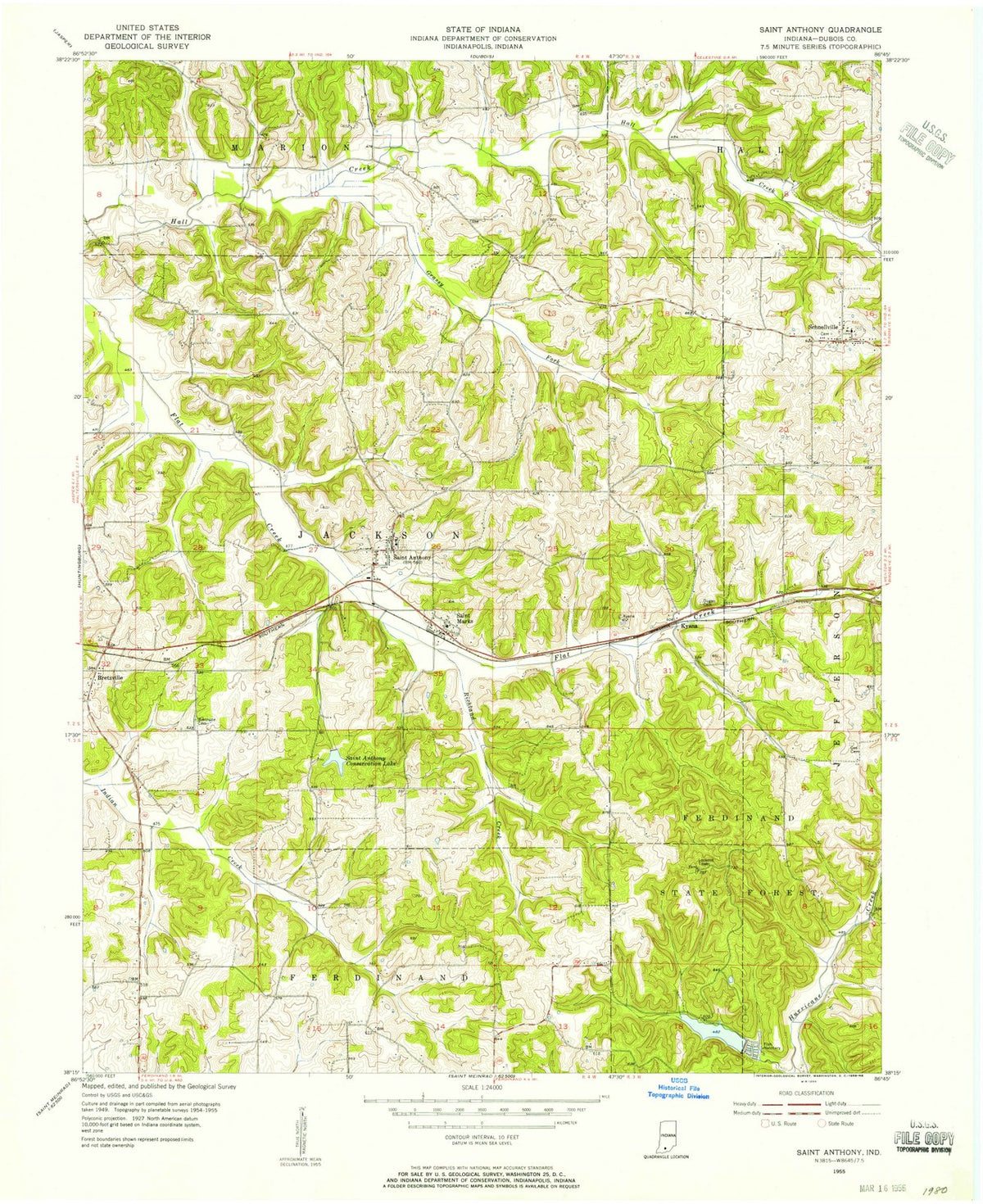 1955 Saint Anthony, in - Indiana - USGS Topographic Map