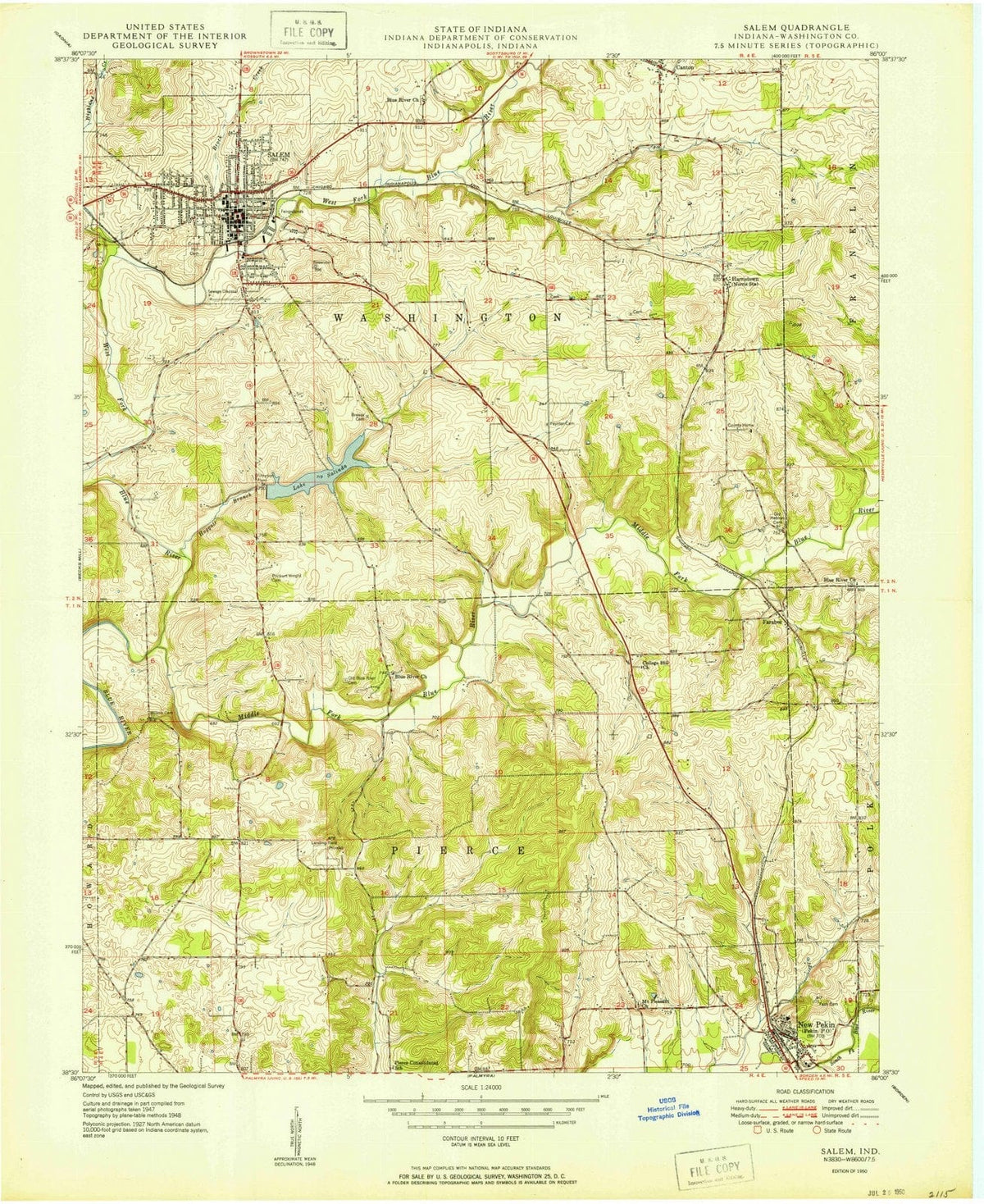 1950 Salem, in - Indiana - USGS Topographic Map