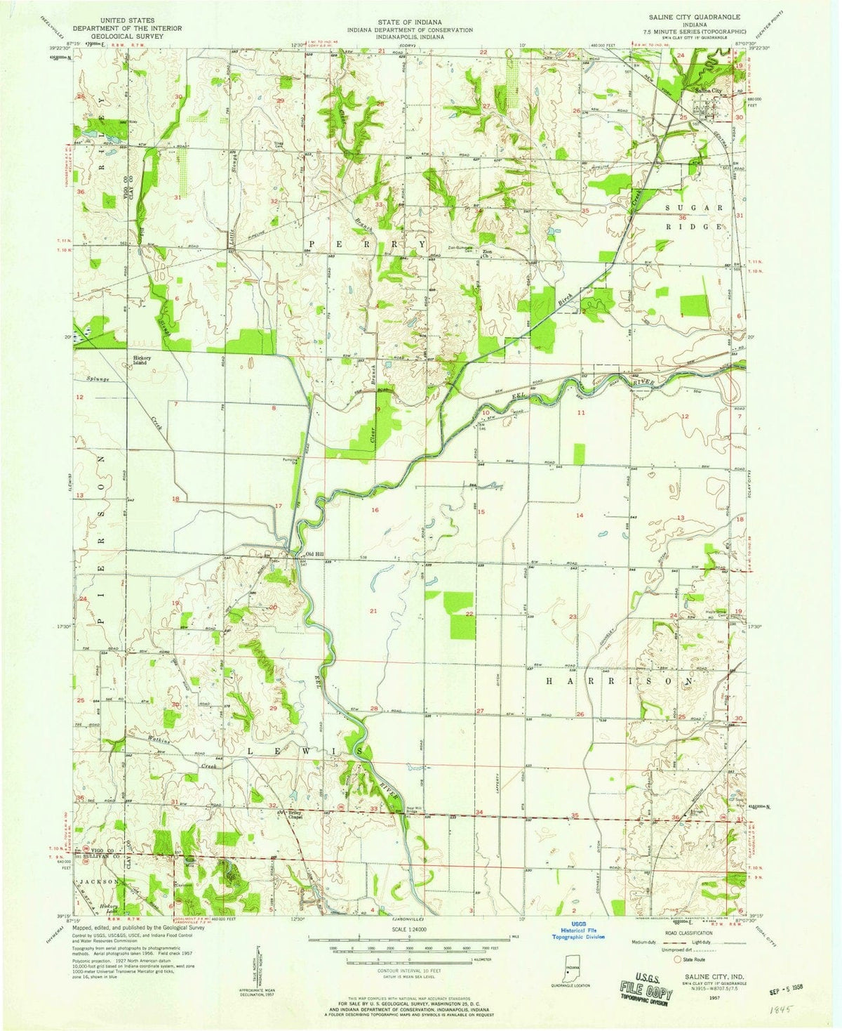 1957 Saline City, in - Indiana - USGS Topographic Map