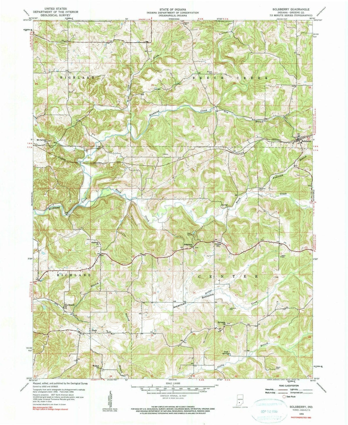 1956 Solsberry, in - Indiana - USGS Topographic Map