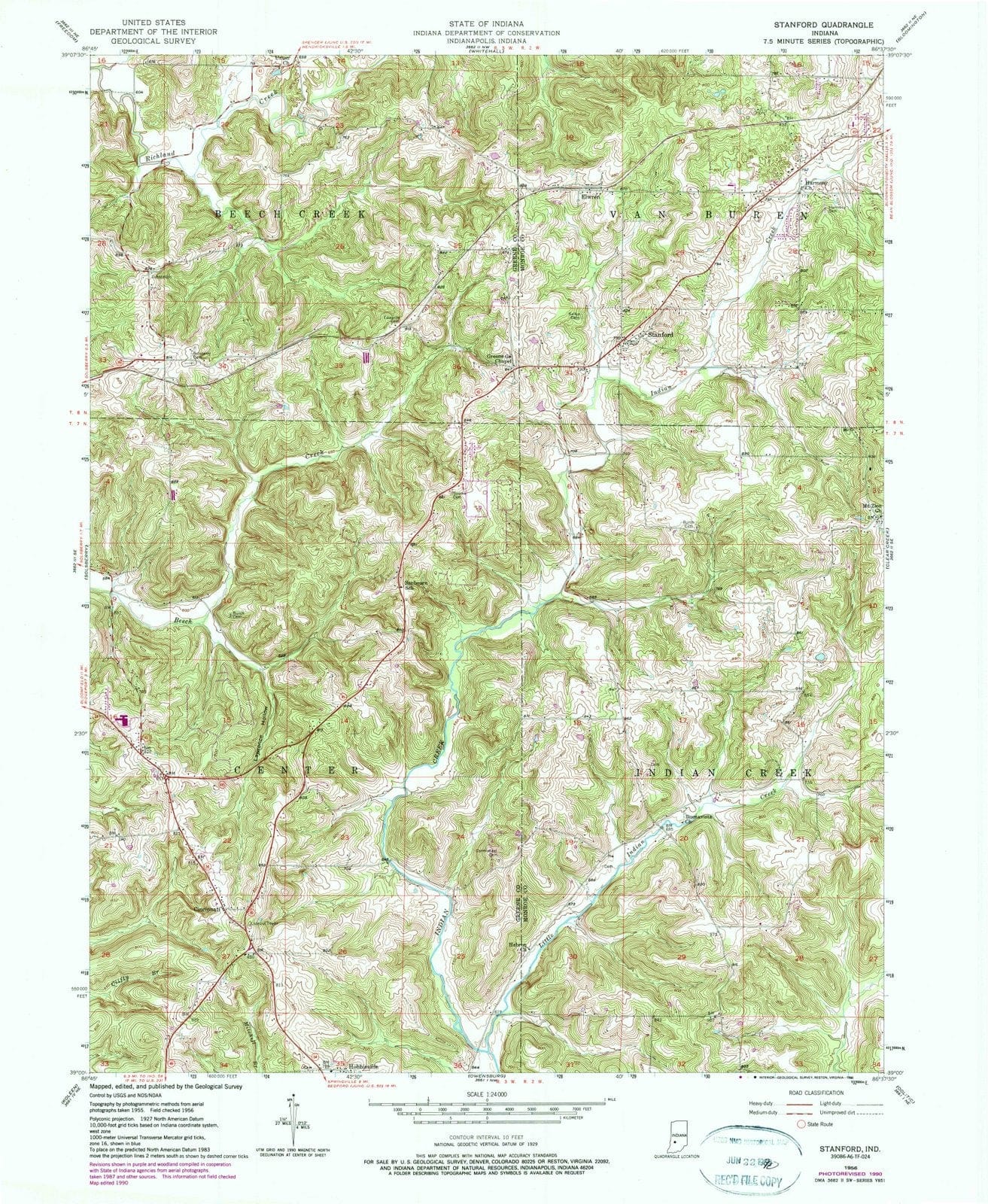 1956 Stanford, in - Indiana - USGS Topographic Map