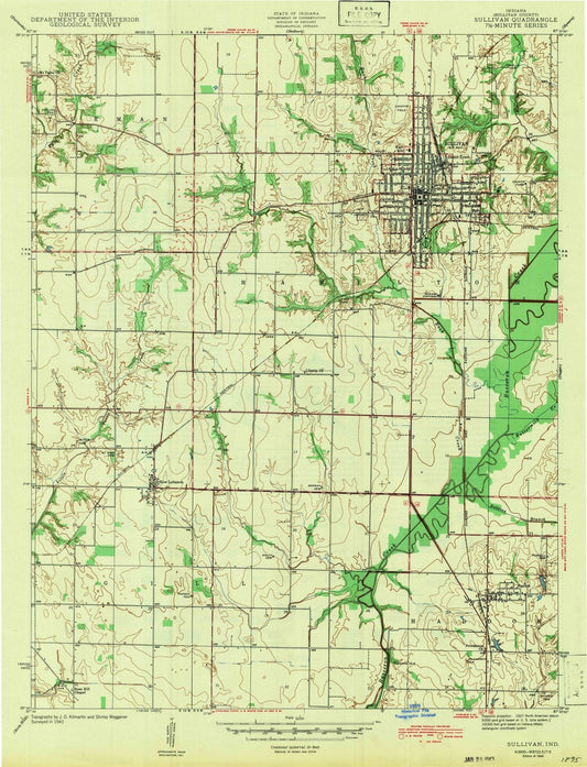 1943 Sullivan, in - Indiana - USGS Topographic Map