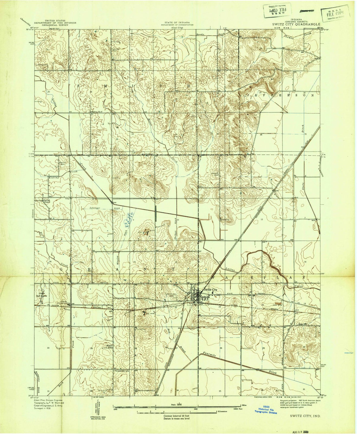 1938 Switz City, in - Indiana - USGS Topographic Map