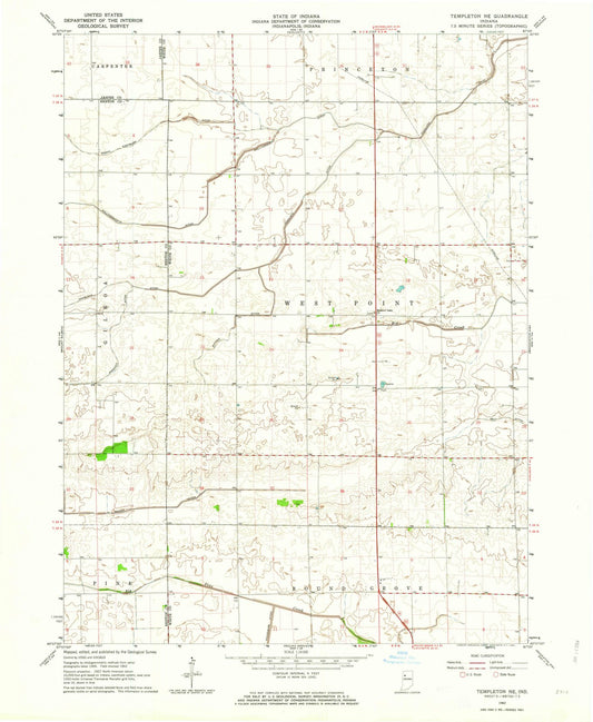 1962 Templeton, in - Indiana - USGS Topographic Map