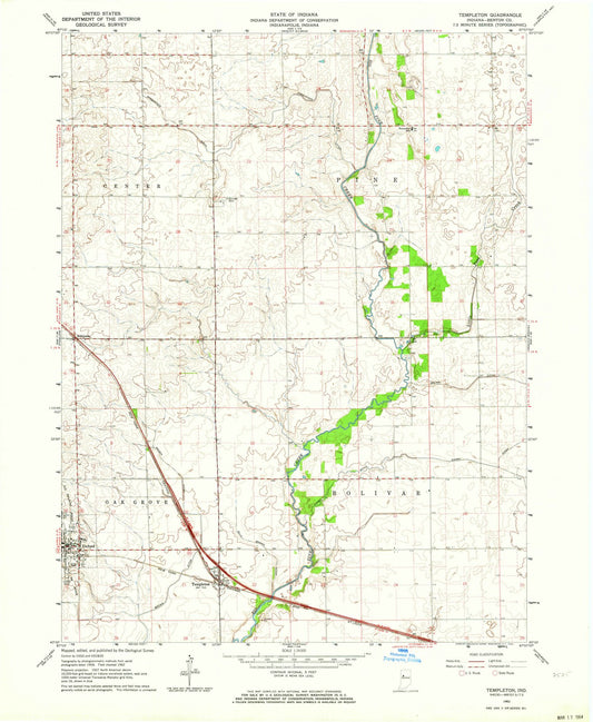 1962 Templeton, in - Indiana - USGS Topographic Map