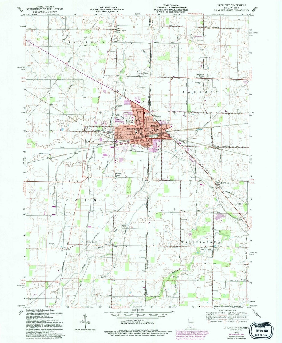 1960 Union City, in - Indiana - USGS Topographic Map