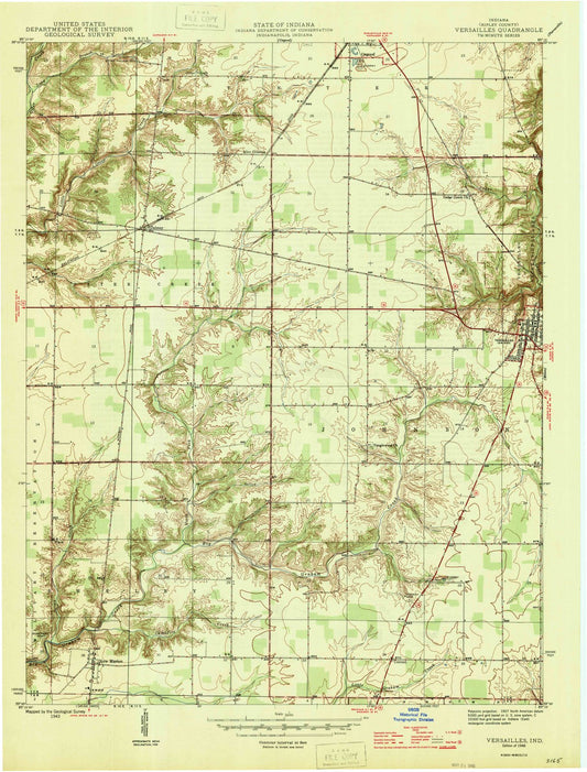 1946 Versailles, in - Indiana - USGS Topographic Map
